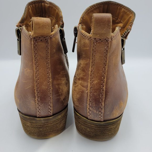 Lucky Brand Booties Womens 6.5 Suede Leather Ankle Boots Brown Distressed - Picture 7 of 11